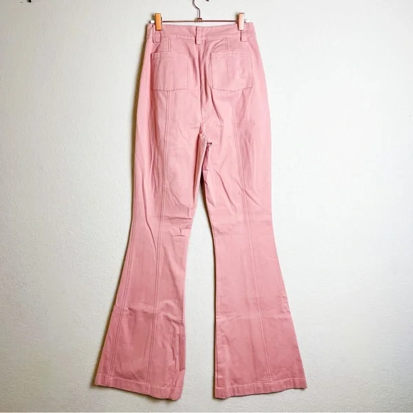 LoveShackFancy Meyerson Flared Pants Tuscany Pink Size 4 NWT - Picture 7 of 10